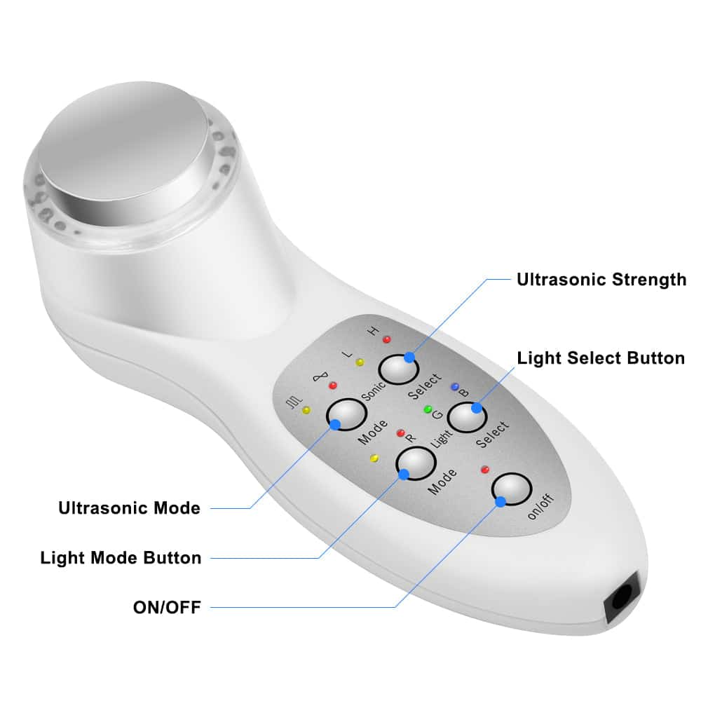 7 Color LED Photon Ultrasonic 3Mhz Facial Lifting Skin Care Massager-iBeautyneed